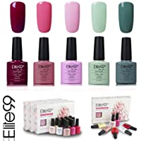 Los mejores  - Elite99 Esmalte de Uñas Semipermanente Uñas de Gel UV LED Kit de Manicura 5pcs en Caja Pintauñas Soak off 7.3ml - Kit…